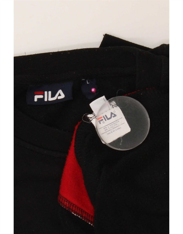 Męski sweter z grafiką Fila, duży czarny poliester z blokami kolorów