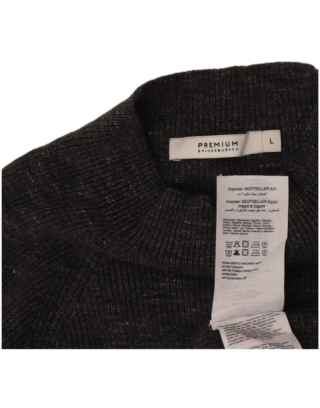 Jack & Jones Męski sweter z golfem, duży, szary, bawełniany w plamki