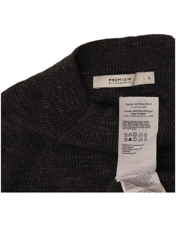 Jack & Jones Męski sweter z golfem, duży, szary, bawełniany w plamki