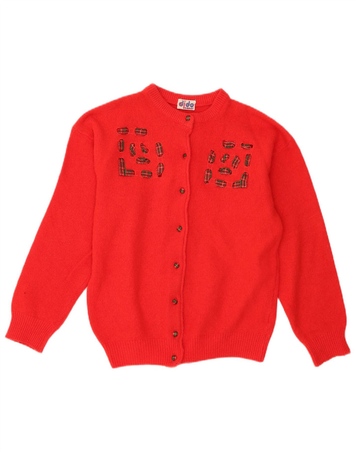 Sweter damski w stylu vintage, UK 14, średnia czerwona wełna