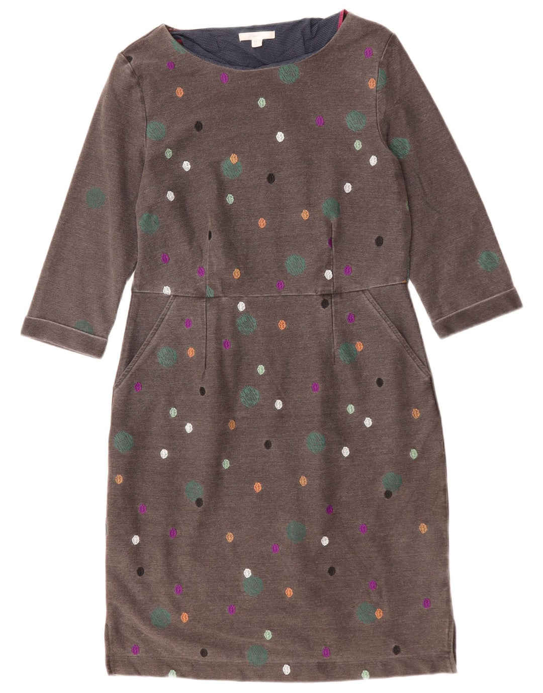 WHITE STUFF Damska sukienka płaszczowa z rękawem 3/4 UK 12, średnio szara w cętki