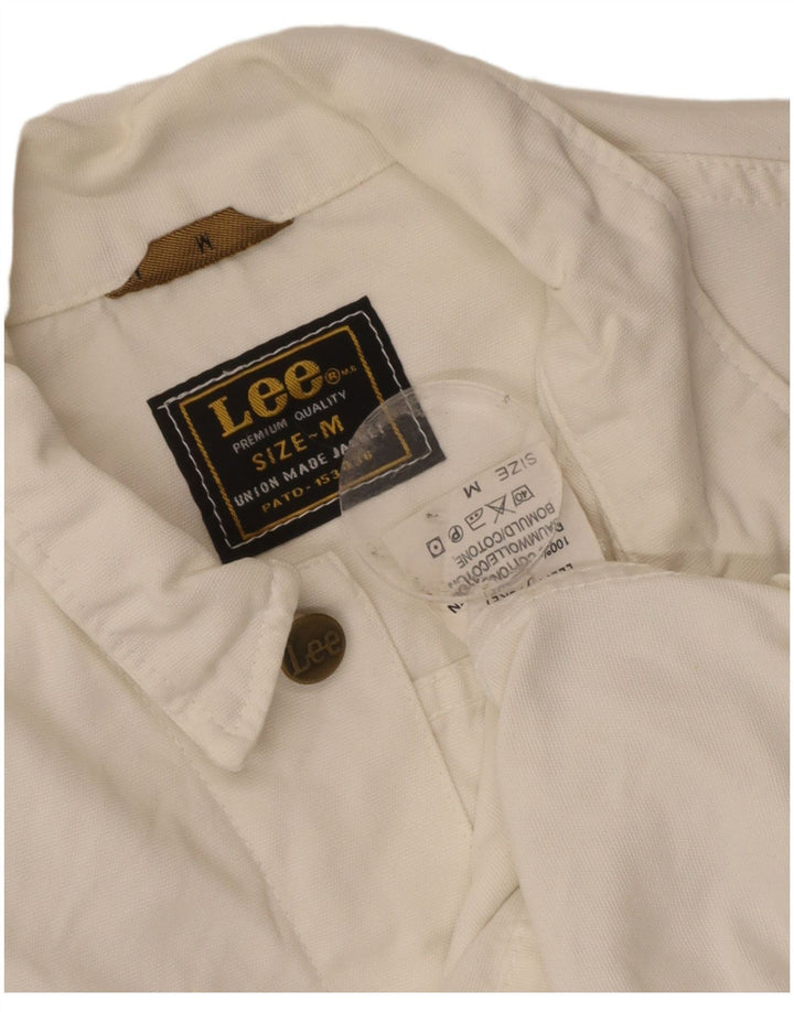 LEE Womens Crop Bomber Jacket UK 12 Medium White Cotton