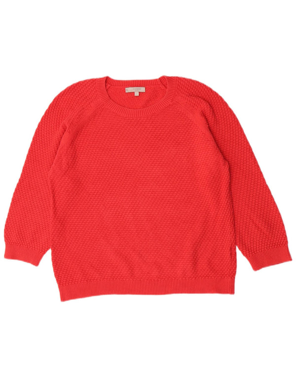 Hobbs Womens 3/4 Sleeve Boat Neck Jumper Sweater UK 14 Large Red Cotton