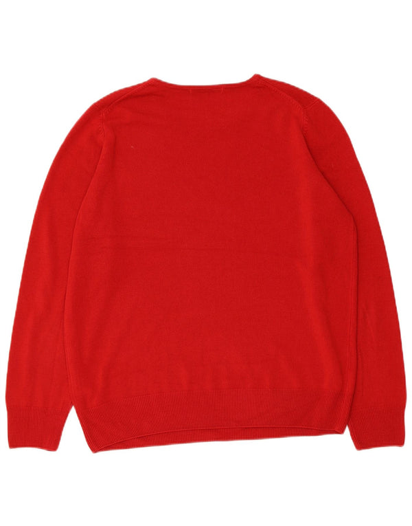 Marks & Spencer Damski sweter z okrągłym dekoltem, UK 14, średni czerwony akryl