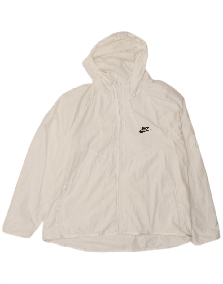 Męska kurtka przeciwdeszczowa z kapturem Nike UK 44 2XL Biały poliester