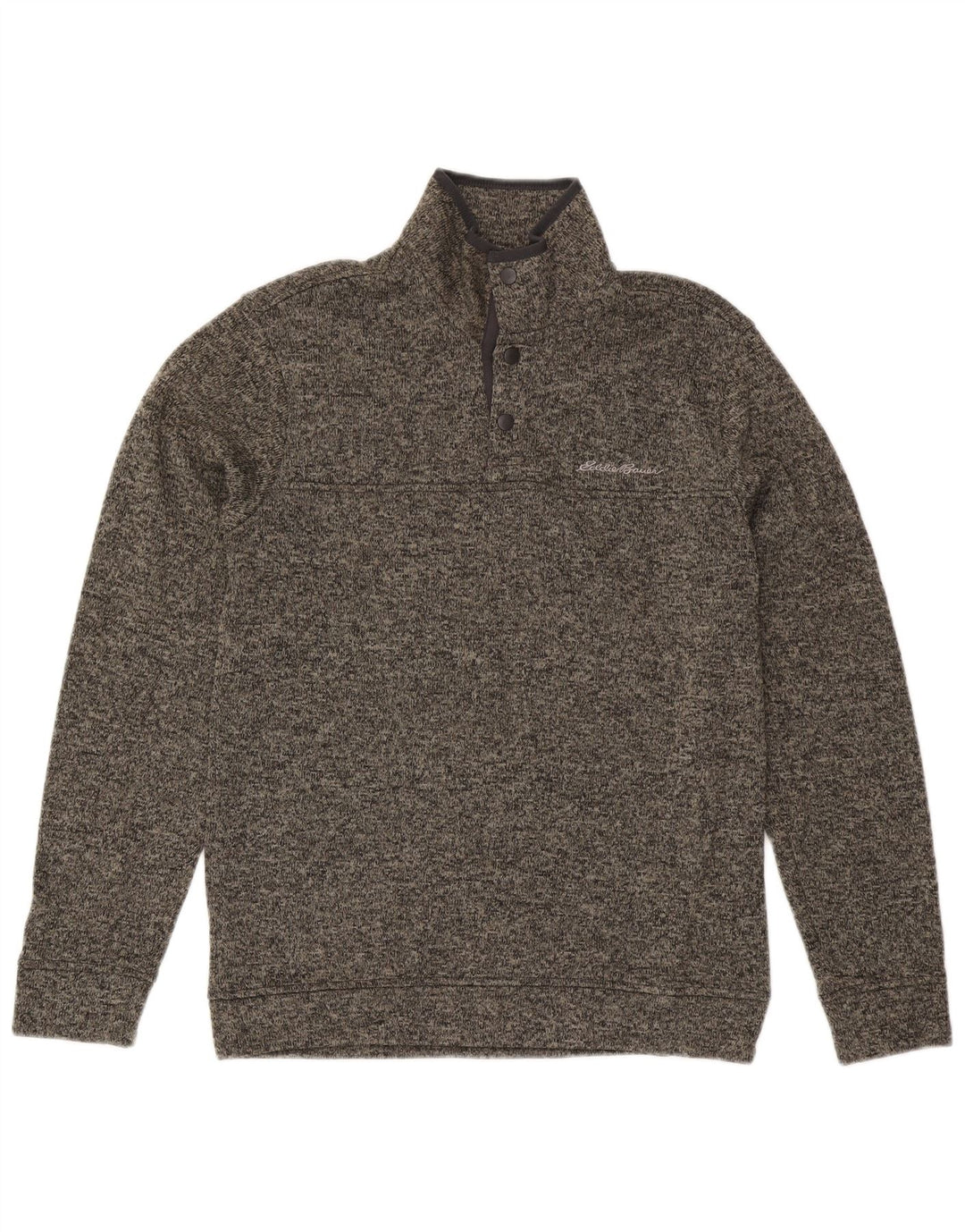 Męski sweter Eddie Bauer z dekoltem w serek, mały, szary, nakrapiany poliester