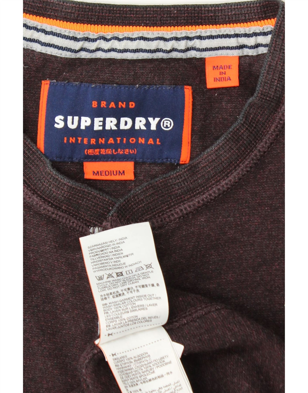 SUPERDRY Męski top z długim rękawem, średnio bordowy, bawełniany