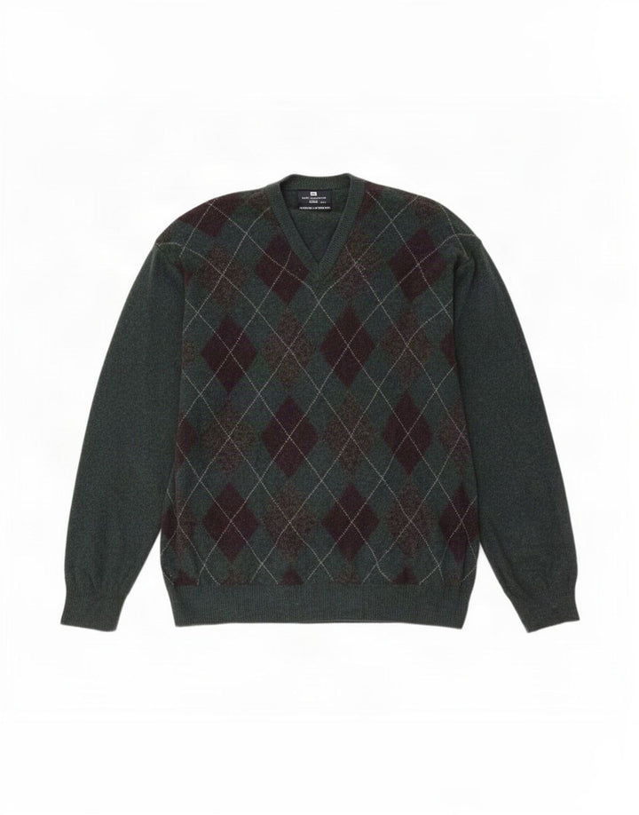 Męski sweter Marks & Spencer Blue Harbor z dekoltem w kształcie litery V, 2XL, zielony