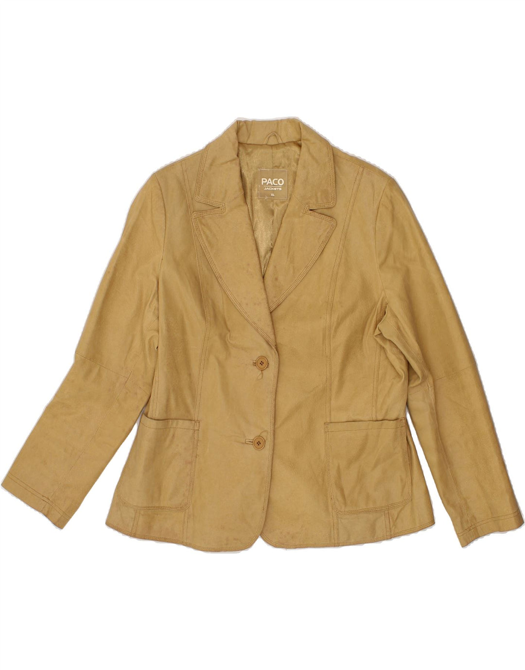 PACO Womens Leather Jacket UK 18 XL Beige Leather Vintage Paco and Second-Hand Paco from Messina Hembry 