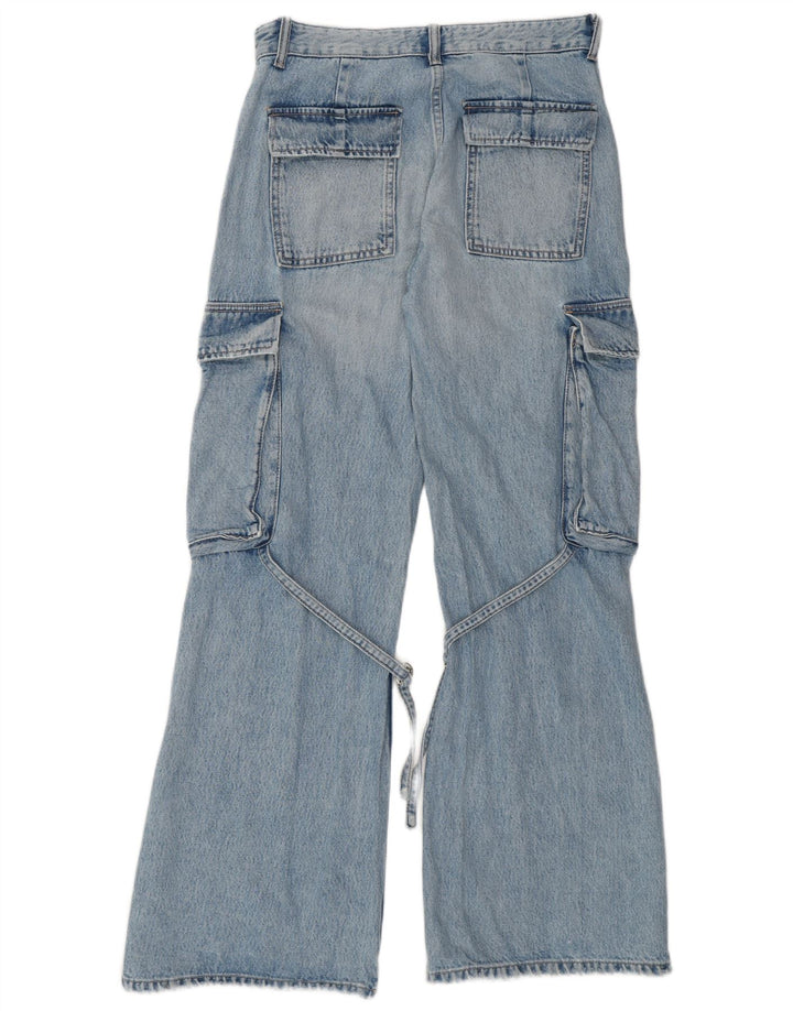 Damskie jeansy cargo ZARA rozkloszowane EU 36 XS W26 L32 niebieskie bawełniane