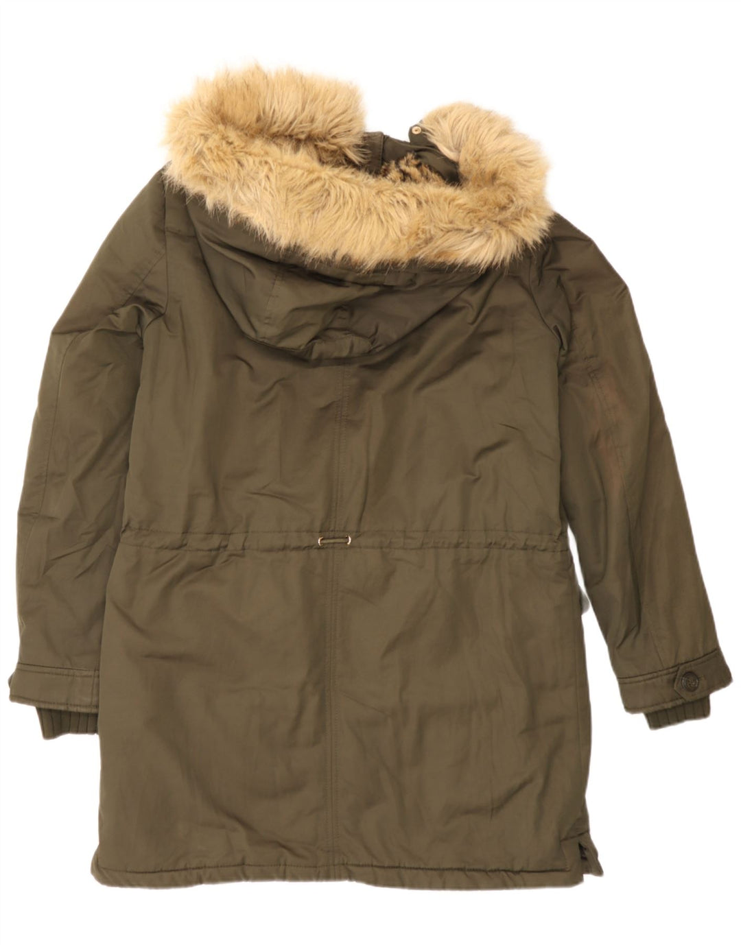 Damska kurtka parka z kapturem Zara UK 14, średni khaki, poliester