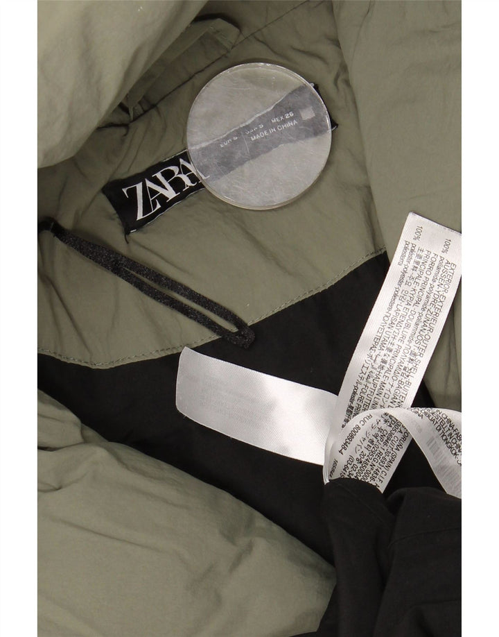 Damski płaszcz z kapturem, oversize, wyściełany Zara UK 10 Small, zielony poliamid