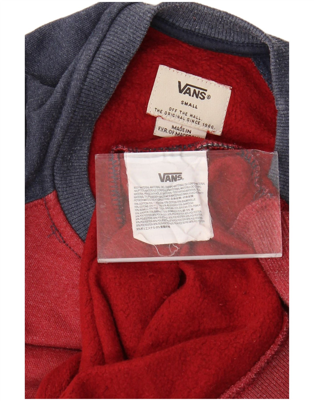 Męski sweter VANS, mały, czerwony, bawełniany w bloki kolorów