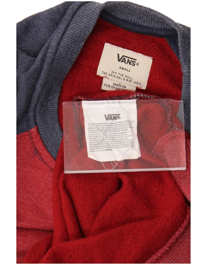 Męski sweter VANS, mały, czerwony, bawełniany w bloki kolorów