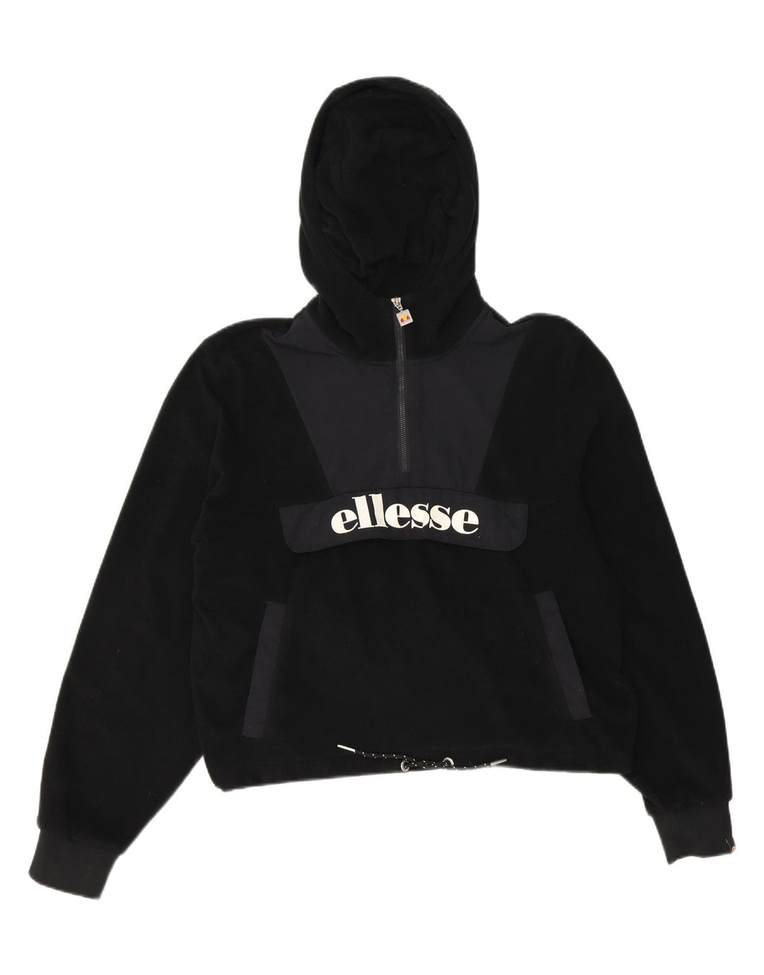 ELLESSE Womens Oversized Graphic Fleece Jumper UK 16 Large  Black Vintage Ellesse and Second-Hand Ellesse from Messina Hembry 