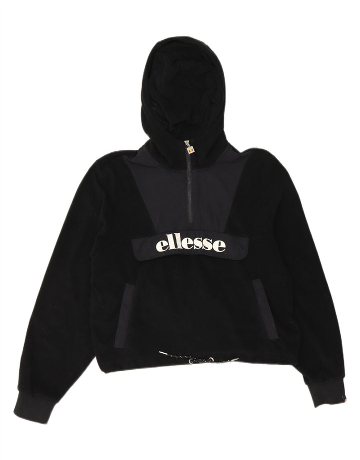 ELLESSE Womens Oversized Graphic Fleece Jumper UK 16 Large  Black Vintage Ellesse and Second-Hand Ellesse from Messina Hembry 