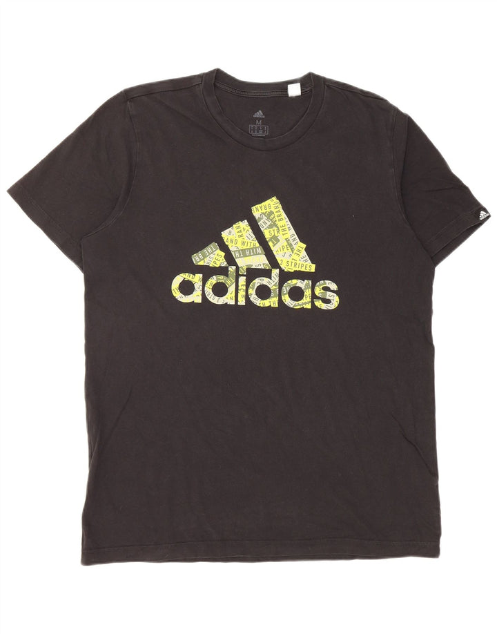 Męska koszulka z grafiką Adidas, średnia, czarna bawełna