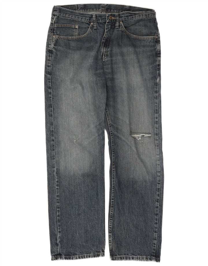 Męskie jeansy Wrangler w trudnej sytuacji, o regularnym kroju, W34 L29, niebieska bawełna