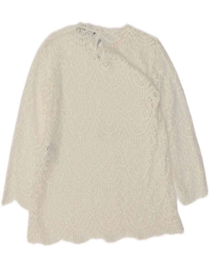 Bluzka damska ZARA UK 12 Średnia biała bawełna