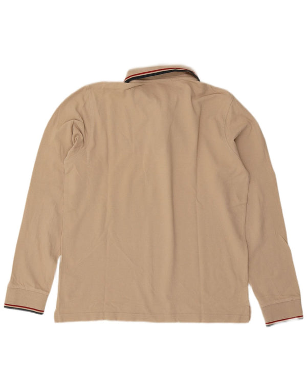 Męska koszulka polo z długim rękawem Lotto, średnia beżowa bawełna