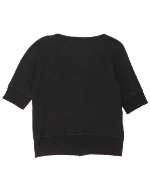 Marks & Spencer Damski sweter z rękawem 1/2, UK 16, duży, czarny, bawełniany