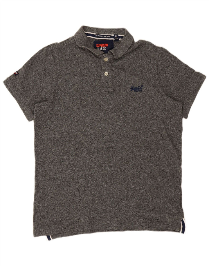 Męska koszulka polo Superdry 2XL Szara, bawełniana w plamki