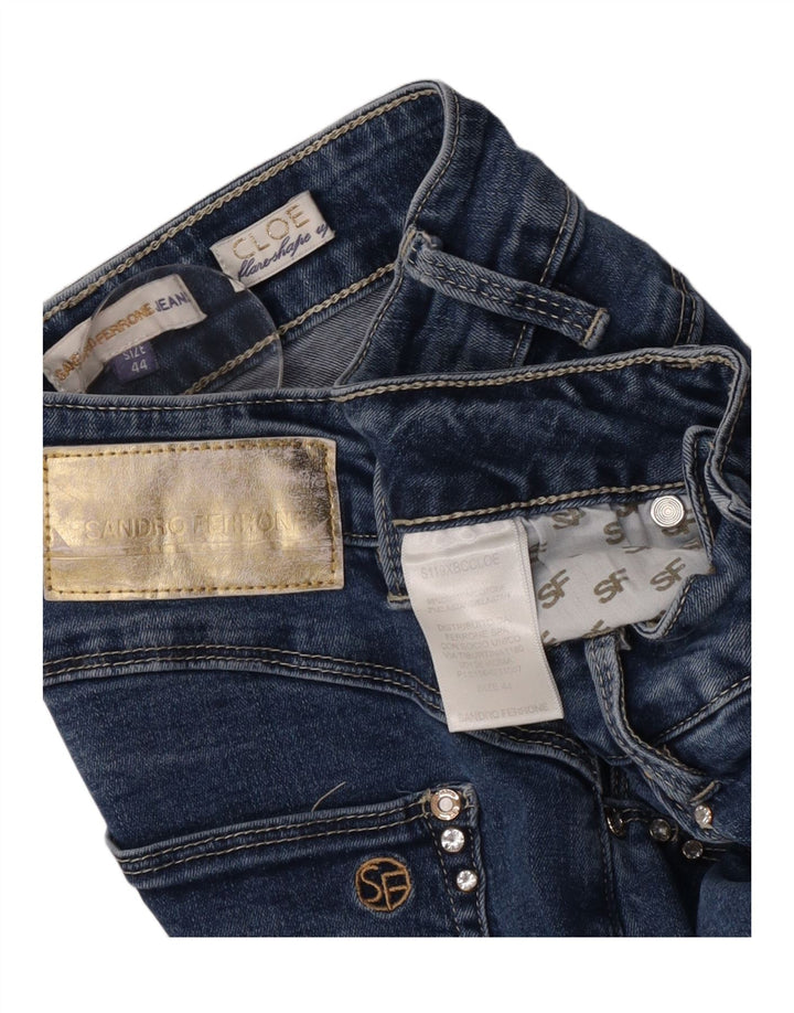 Sandro Ferrone Damskie jeansy rozkloszowane IT 44 Medium W26 L32 Niebieska bawełna