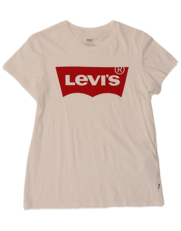 Damska koszulka z grafiką LEVI'S Top UK 10 Small, biała bawełna