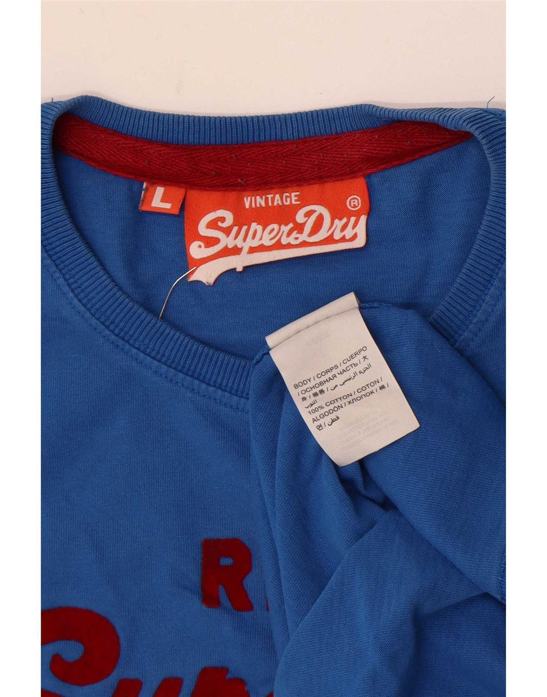 Męski T-shirt z grafiką Superdry, duży, niebieski, bawełniany