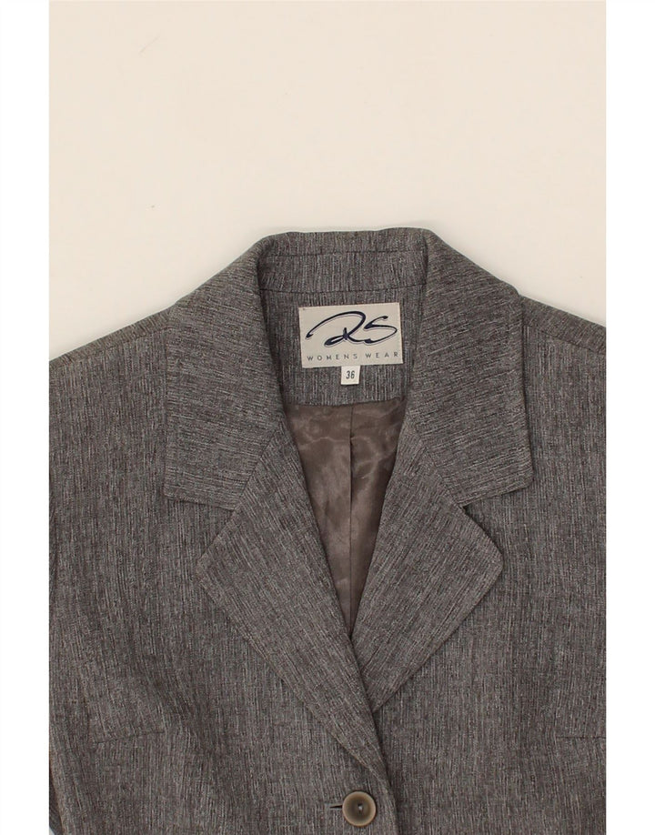 VINTAGE Womens Longline 3 Button Blazer Jacket EU 36 Small Grey Vintage Vintage and Second-Hand Vintage from Messina Hembry 