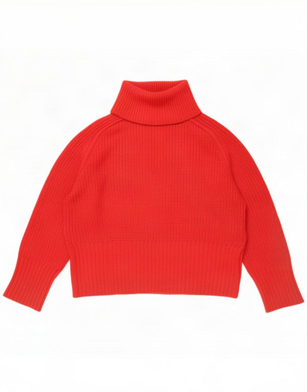 Damski sweter oversize Zara z golfem UK 14 Średni czerwony akryl