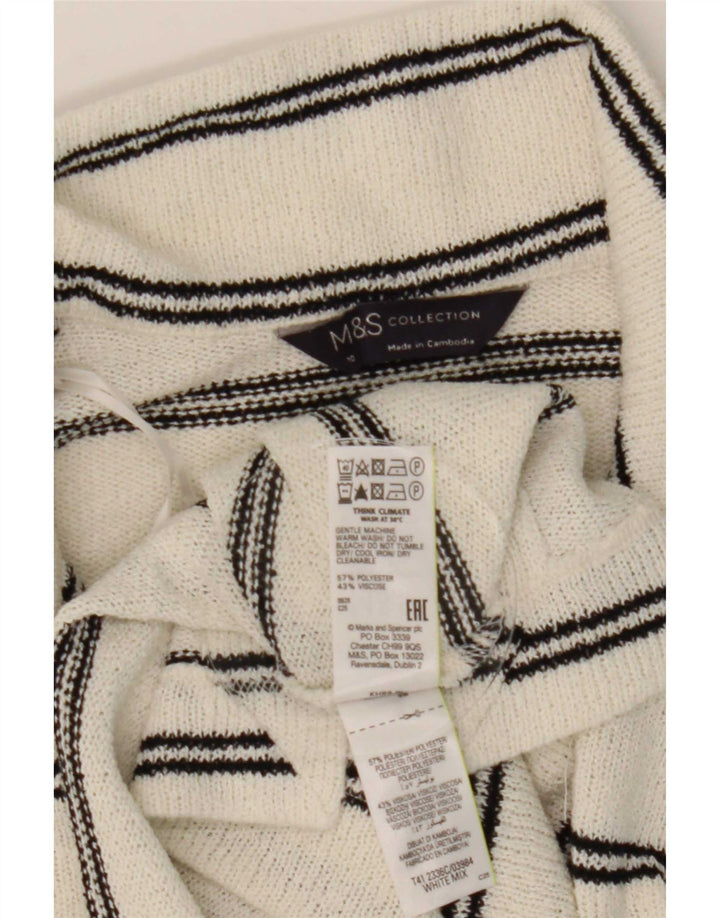 Damska koszulka polo Marks & Spencer UK 10, małe, białe paski, poliester