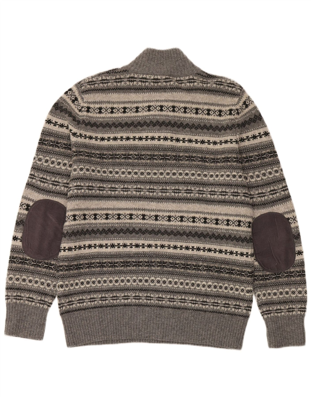Crew Clothing Męski sweter zapinany na guziki, duży, szary Fair Isle