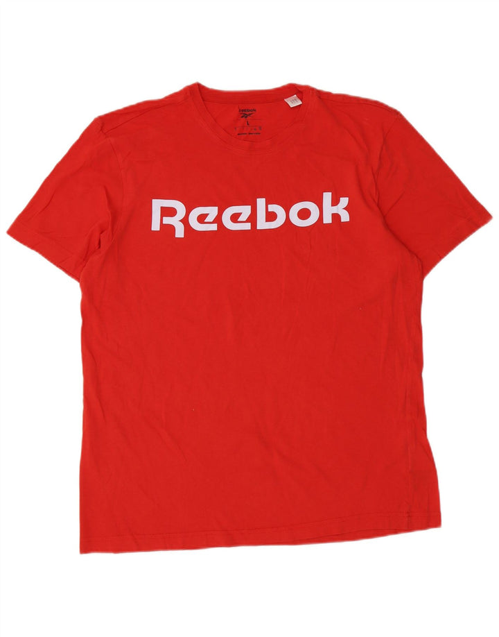 Męski T-shirt Reebok z grafiką, duży, czerwony, bawełniany