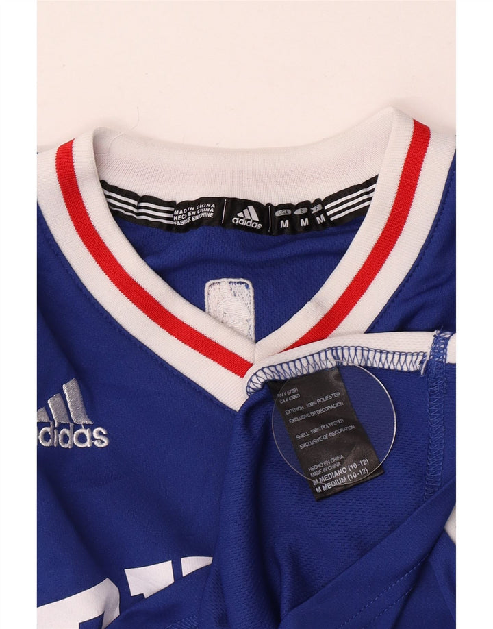 Chłopięca kamizelka z grafiką Adidas 11-12 lat Średni niebieski poliester z blokami kolorów