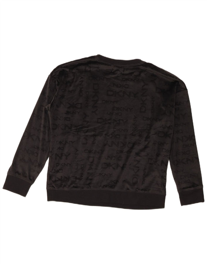 Damska bluza oversize Dkny z grafiką welurową, UK 16, duża czarna