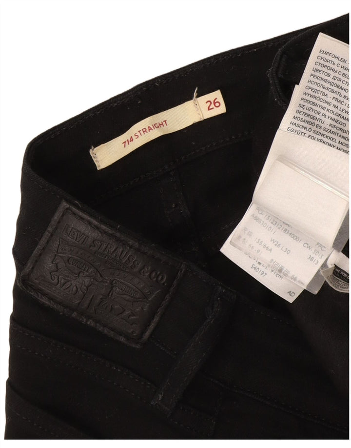 Damskie dżinsy Levi's 714 Straight W26 L30 Czarna bawełna