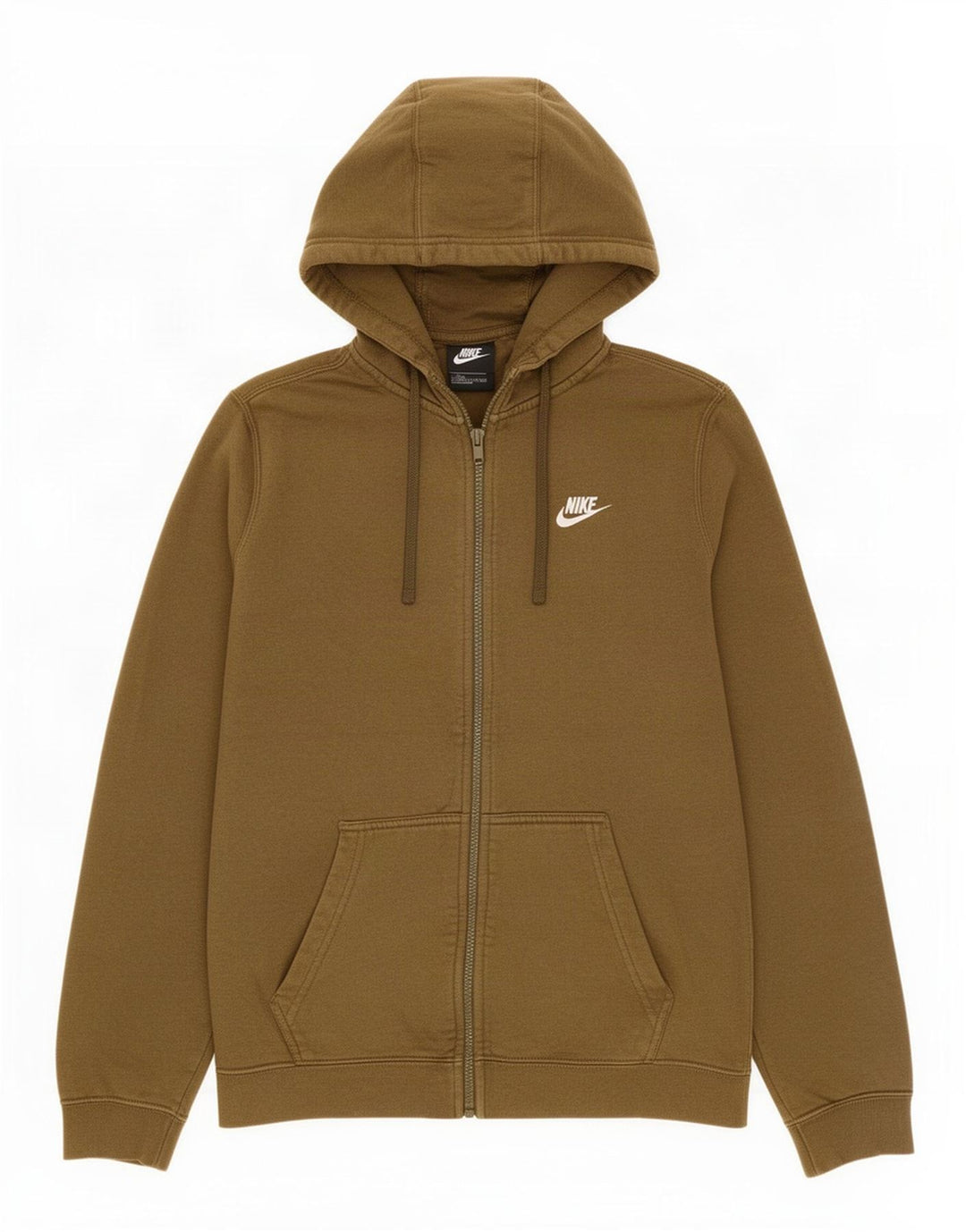 Męski sweter z kapturem i zamkiem Nike, bawełna w kolorze khaki