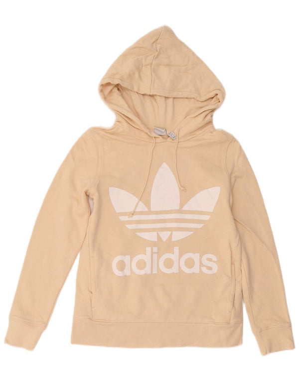 Damska bluza z kapturem Adidas Graphic Oversized UK 6 XS Beżowa bawełna