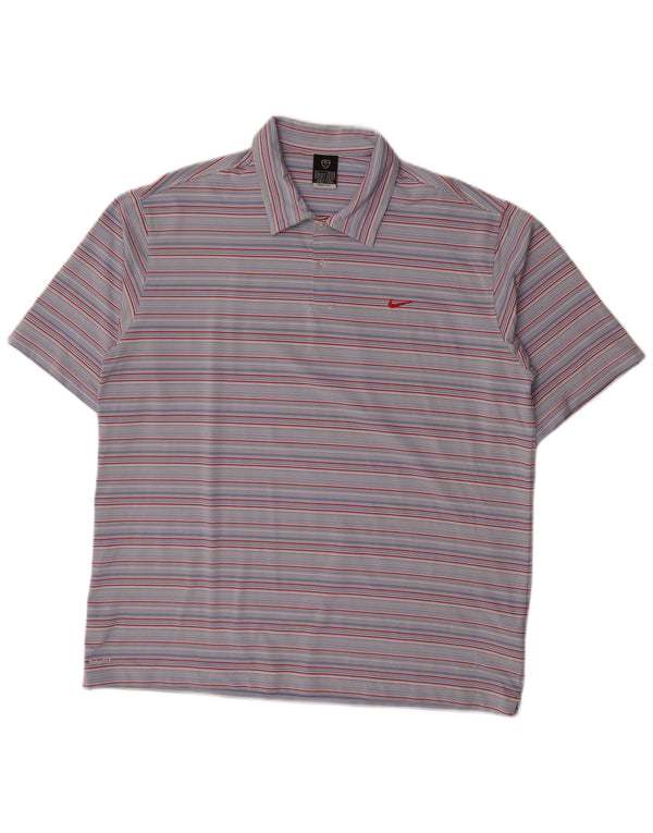 Męska koszulka polo Nike UK 45/47 XL, poliester w niebieskie paski