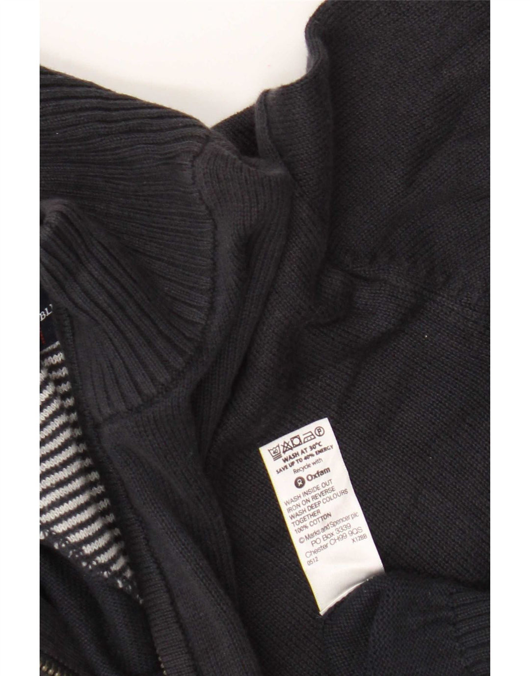 Marks & Spencer Męski sweter z zamkiem błyskawicznym, średni granatowy, bawełniany