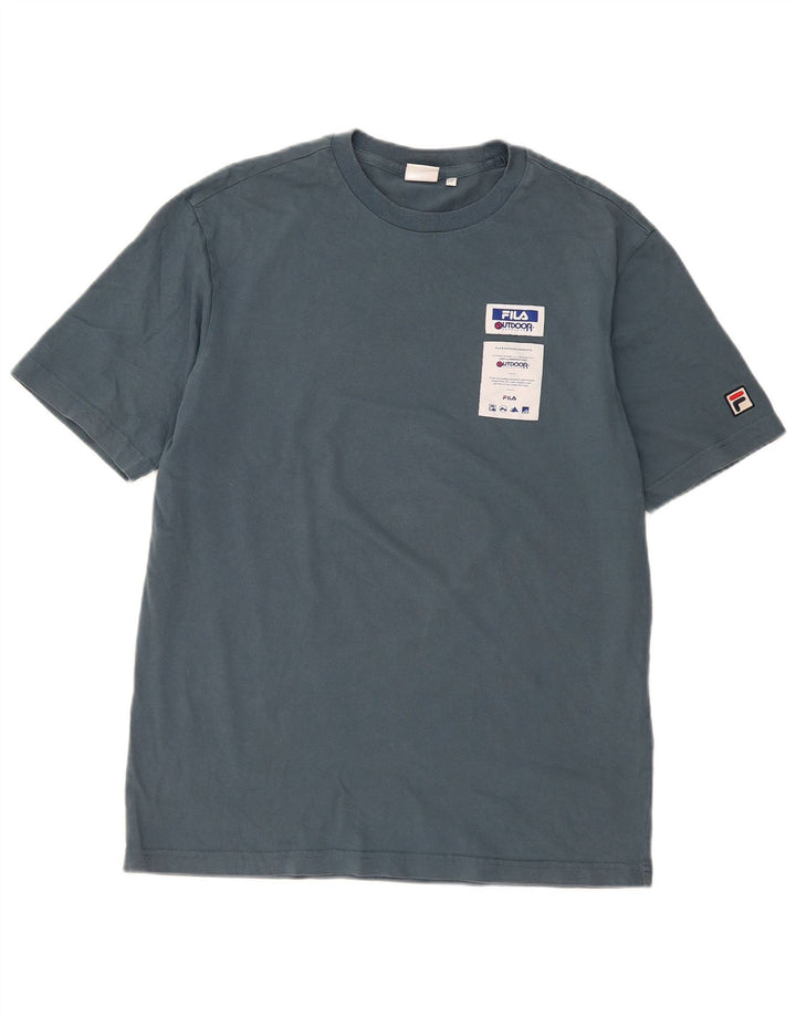 Męski T-shirt Fila o luźnym kroju z grafiką, średni niebieski