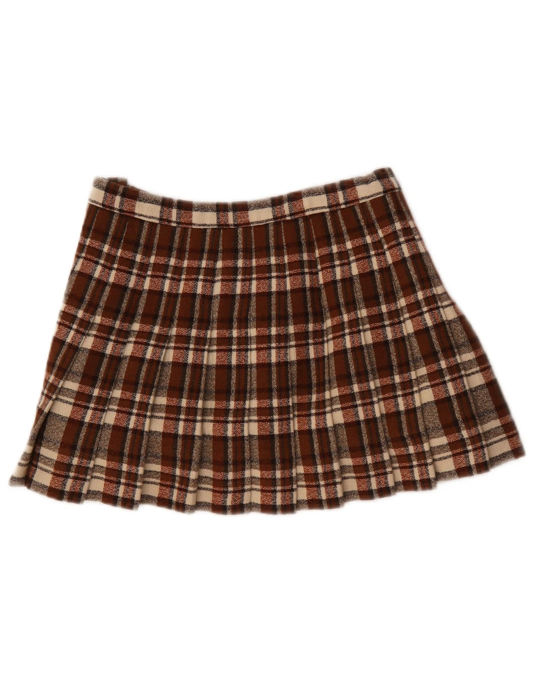 Vintage damska plisowana mini spódniczka W28 w średnią brązową kratę