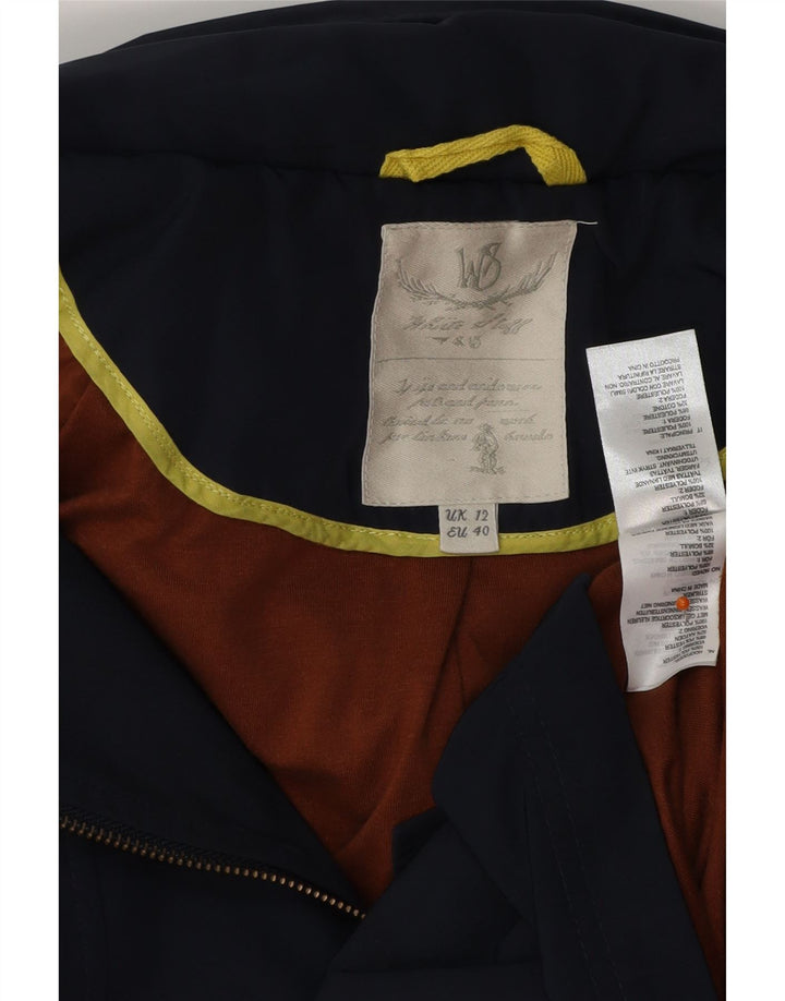 WHITE STUFF Damska kurtka parka z kapturem UK 12, średni granatowy poliester