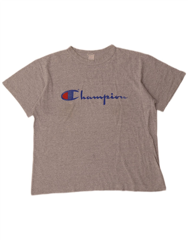Męski T-shirt Champion z grafiką, duży, szary, akrylowy