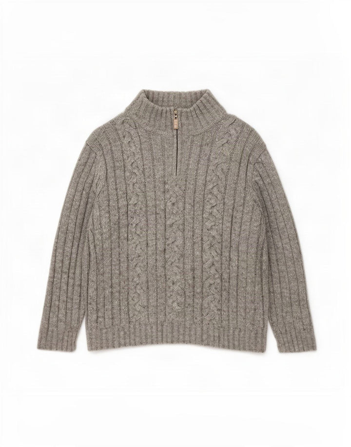 Marks & Spencer Męski sweter z zamkiem błyskawicznym XL, szary akryl