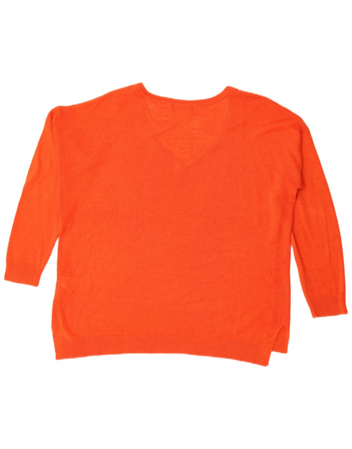 Marks & Spencer Damski sweter oversize z dekoltem w kształcie litery V, UK 14, duży pomarańczowy