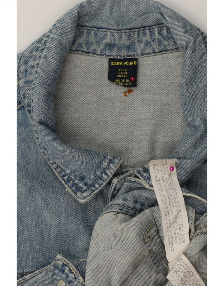 Męska kurtka dżinsowa ZARA UK 42 XL, niebieska, bawełniana