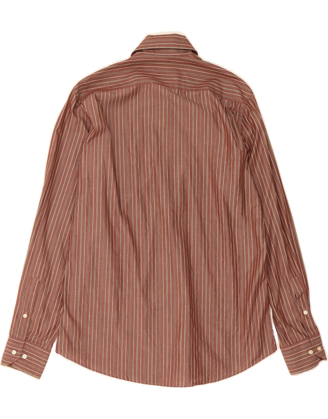 MASSIMO DUTTI Mens Shirt Size 40 Medium Brown Striped Cotton Vintage Massimo Dutti and Second-Hand Massimo Dutti from Messina Hembry 