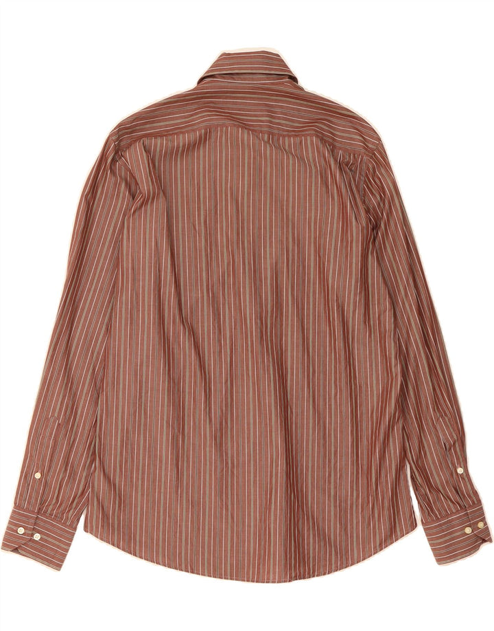 MASSIMO DUTTI Mens Shirt Size 40 Medium Brown Striped Cotton Vintage Massimo Dutti and Second-Hand Massimo Dutti from Messina Hembry 